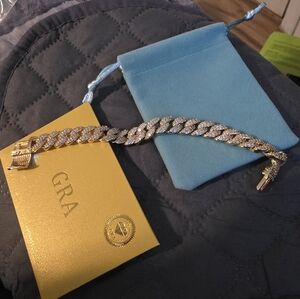 NEW Gold Chain Bracelet With Mossianite Stones